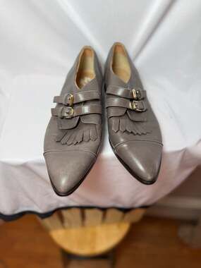 J.Crew Grey Leather Kiltie Monk Strap Loafers Made in Italy